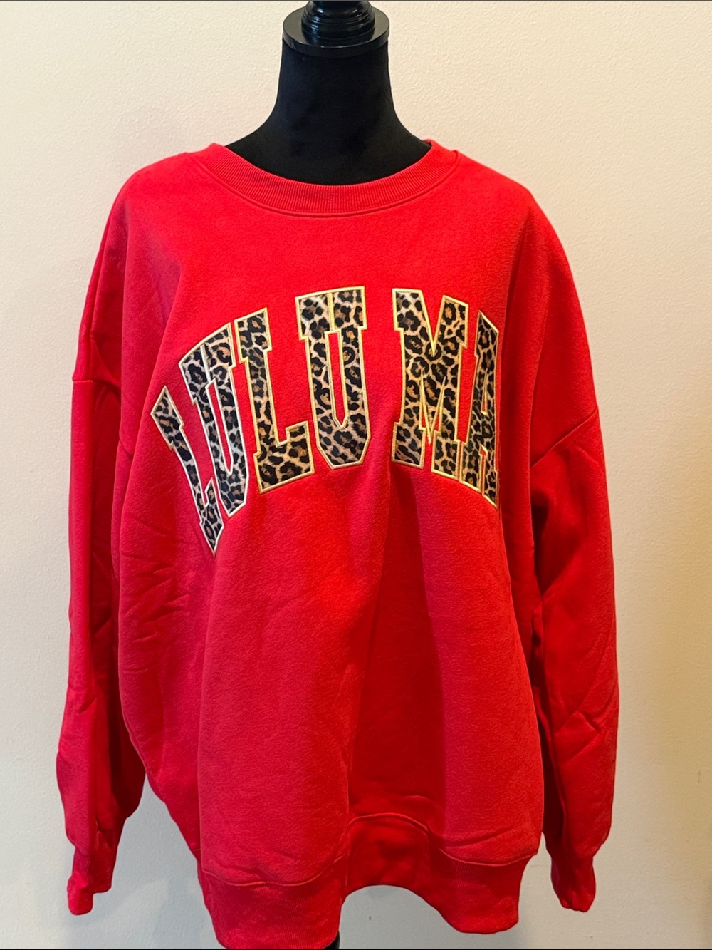 LULU MAC Red Leopard Print Sweatshirt Size XXL